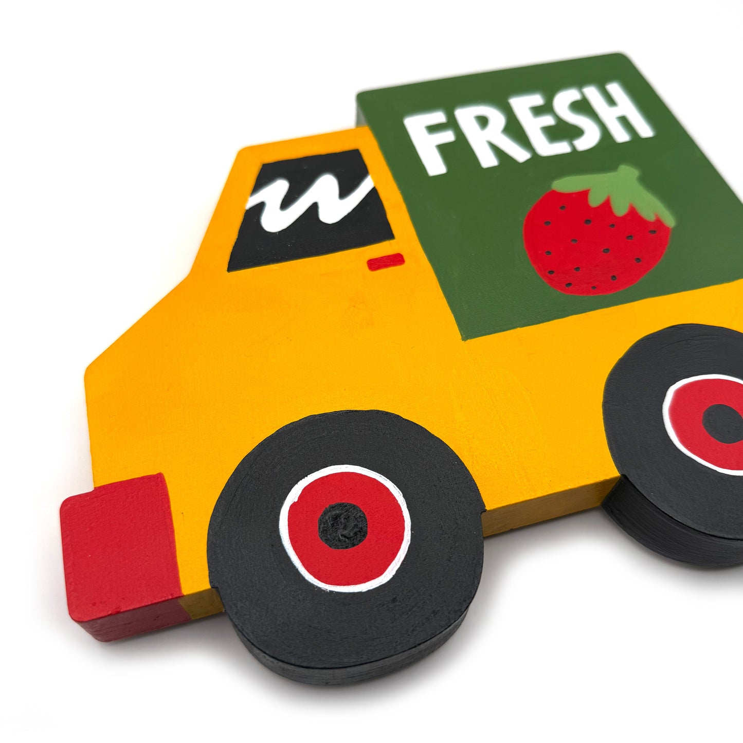 Strawberry truck woodcut