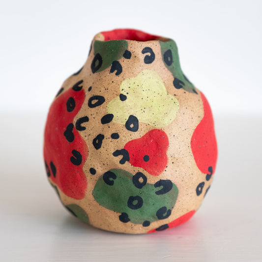 Ceramic brown cheetah budvase