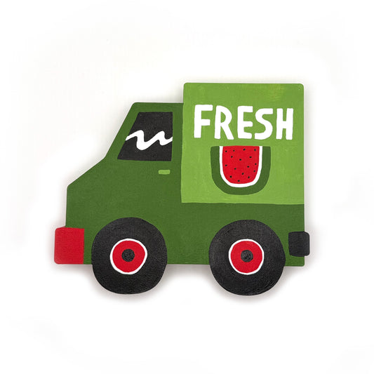 Watermelon truck woodcut