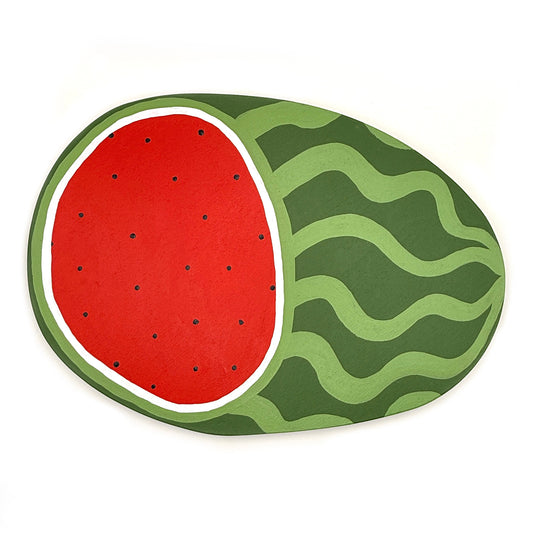 Whole cut watermelon woodcut